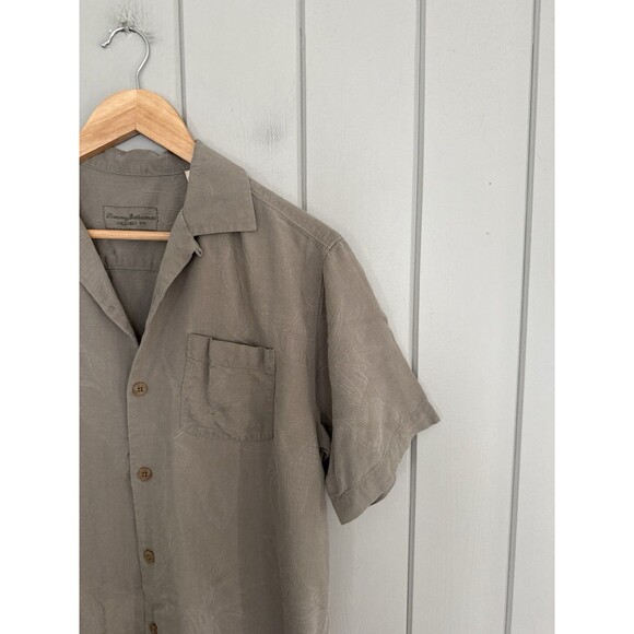 Tommy Bahama Camp Shirt S Small Olive Green 100% Silk Textured Short Sleeves - Picture 2 of 6